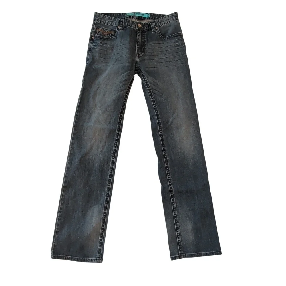 Rock & Roll Denim Revolver Slim Straight Leg Mens Sz 32x34 (31.5x32.5) Whiskered